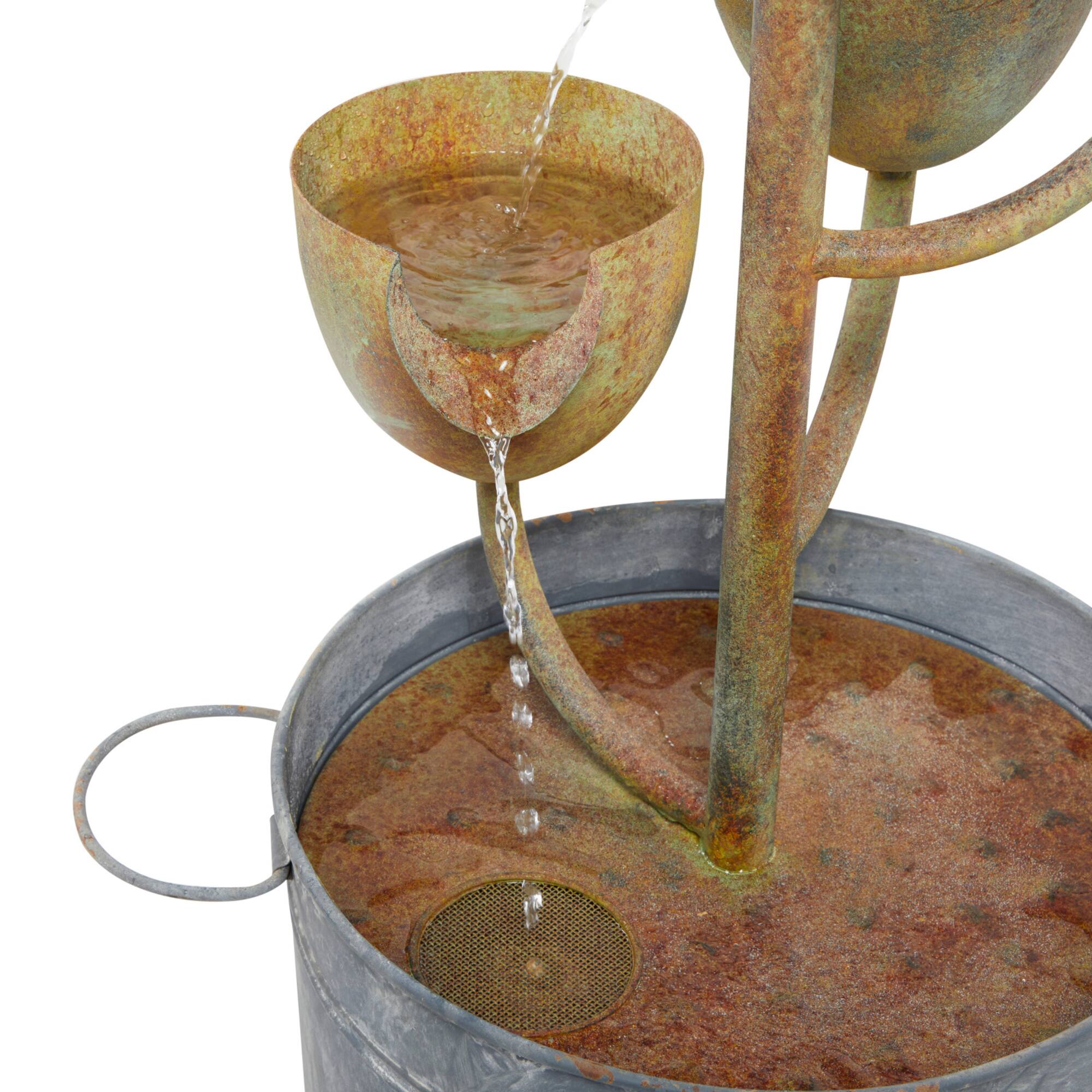 Copper Metal Rustic Fountain, 75" x 13" x 13"